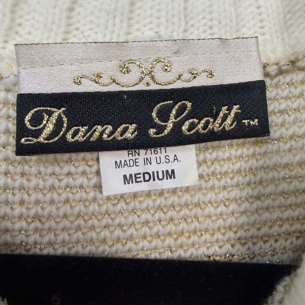 Vintage Dana Scott Metallic Floral Bow Sweater Size Medium - Picture 4 of 6